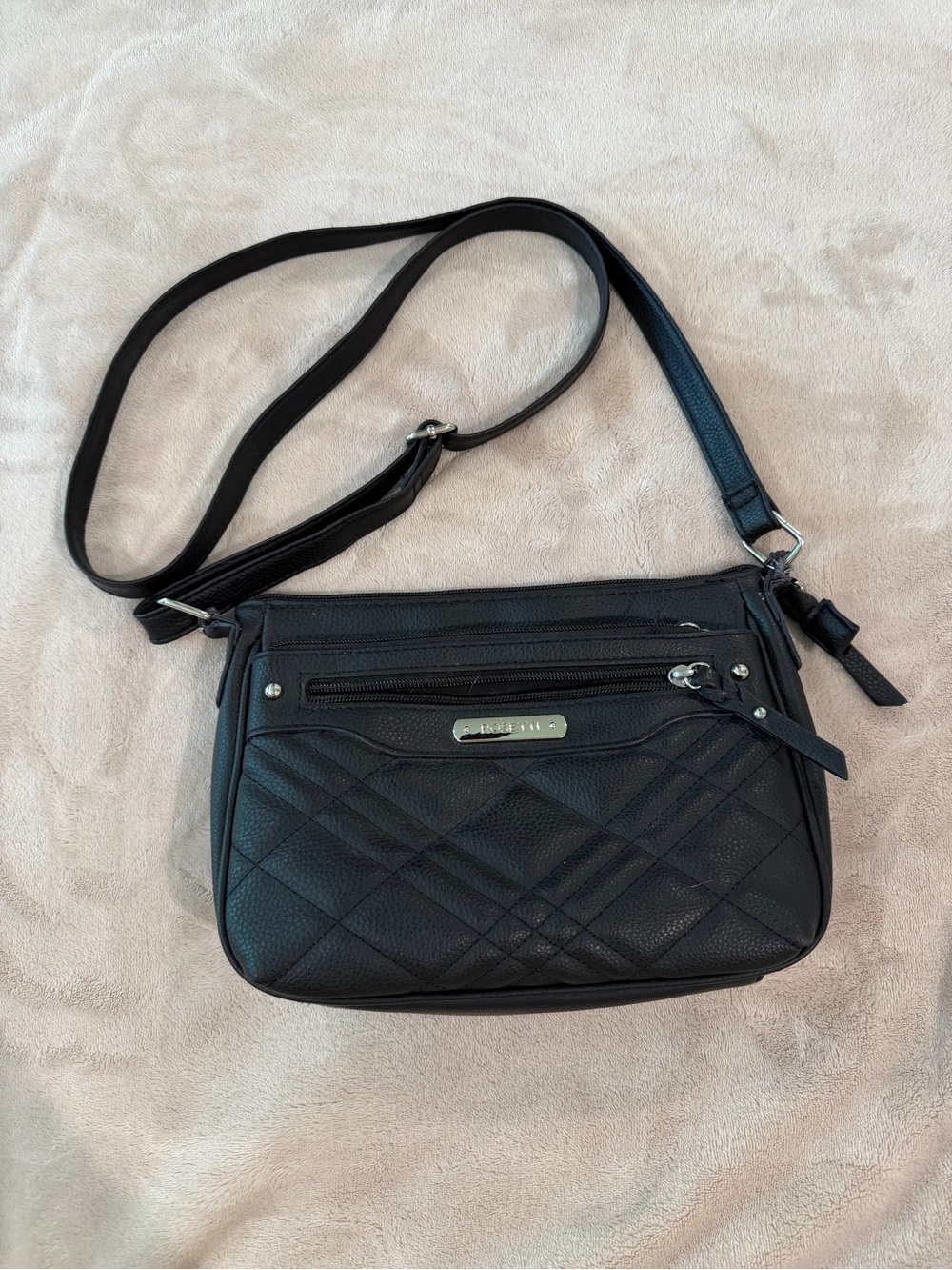 Rosetti Black Quilted Shoulder Bag with Adjustable Strap